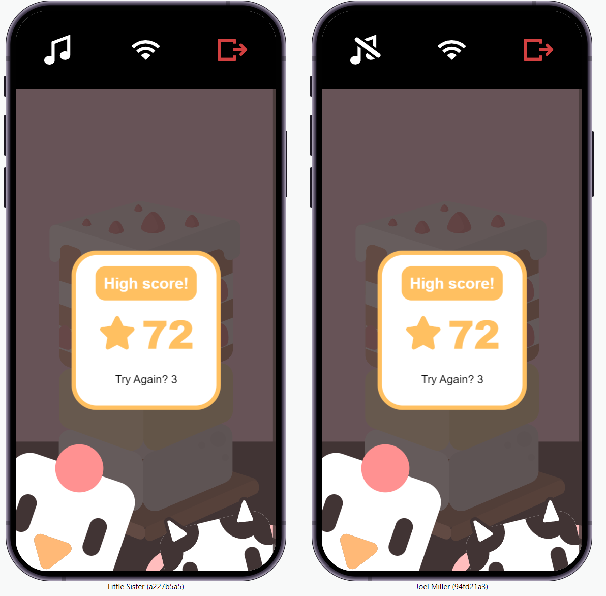 SweetStack Game High Score Screen
