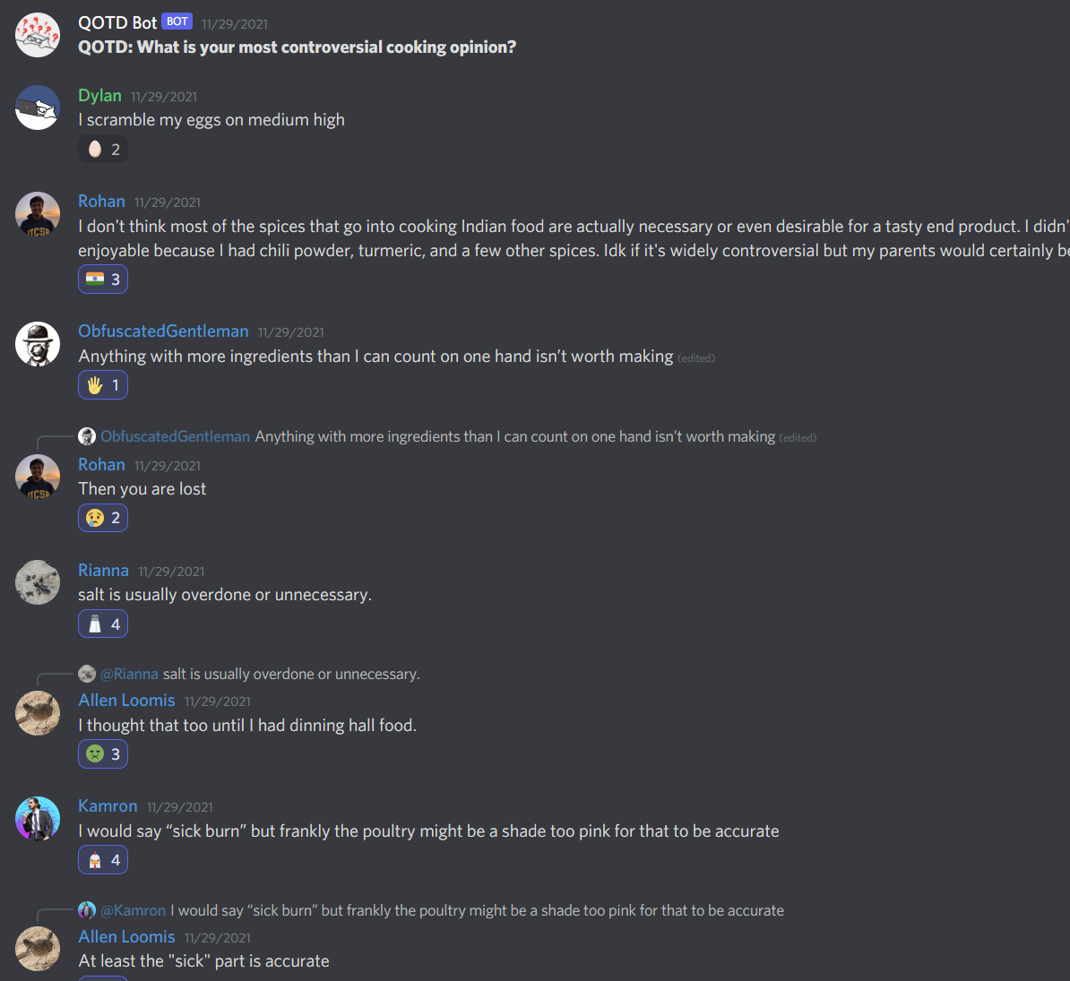 Picture of the DiscordQOTD Bot in action
