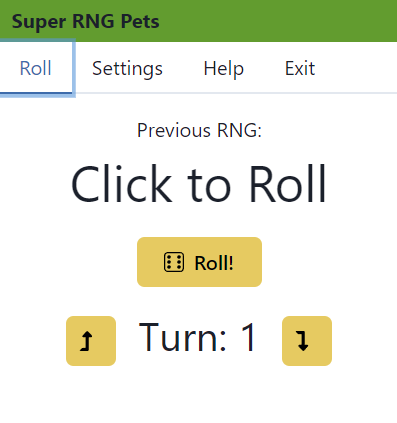 Picture of Super RNG Pets home interface
